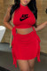 Red Fashion Casual Print Tassel O Neck Sleeveless Two Pieces