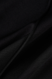 Black Sexy Solid Hollowed Out One Shoulder Straight Jumpsuits