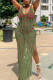Army Green Sexy Solid Hollowed Out Patchwork Slit Swimwears Cover Up