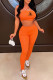 Orange Fashion Sexy Print Patchwork Spaghetti Strap Sleeveless Two Pieces