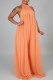 Orange Elegant Solid Patchwork Backless Halter Straight Jumpsuits