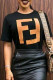 Black Fashion Casual Print Letter O Neck T-Shirts