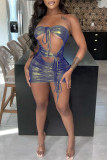 Red Sexy Solid Bandage Backless Strapless One Step Skirt Dresses