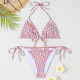 Pink Fashion Sexy Print Bandage Letter Swimwears