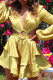 Gold Sexy Elegant Solid Bandage Patchwork Backless Asymmetrical V Neck A Line Dresses
