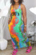 Sky Blue Casual Print Patchwork U Neck Straight Dresses