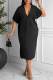 Black Casual Solid Patchwork V Neck Straight Dresses