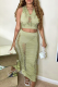 Green Sexy Solid Hollowed Out O Neck Sleeveless Two Pieces