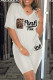 Light Gray Fashion Casual Letter Print Pocket V Neck Short Sleeve Two Pieces