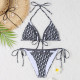 Black Fashion Sexy Print Bandage Letter Swimwears
