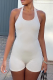 White Sexy Solid Patchwork Halter Skinny Rompers