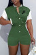 Green Fashion Simplicity Print Patchwork Mandarin Collar Rompers