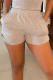 Grey Fashion Casual Solid Patchwork Regular High Waist Shorts