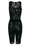 Red Sexy Casual Solid Ripped Hollowed Out U Neck Sleeveless Two Pieces