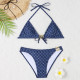 The cowboy blue Fashion Sexy Print Bandage Patchwork Swimwears