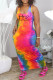 Fuchsia Casual Print Patchwork U Neck One Step Skirt Dresses
