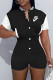 Black Fashion Simplicity Print Patchwork Mandarin Collar Rompers