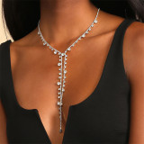 Silver Fashion Patchwork Rhinestone Asymmetrical Necklaces
