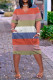Colour Casual Print Patchwork V Neck Straight Dresses