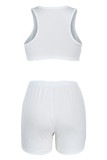 Yellow Fashion Casual Sportswear Solid Basic O Neck Sleeveless Two Pieces