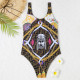 Brown Fashion Sexy Print Backless Swimwears