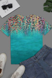 Cyanine Fashion Casual Print Basic O Neck T-Shirts