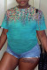Cyanine Fashion Casual Print Basic O Neck T-Shirts