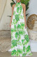 Green Elegant Print Patchwork Backless Halter Straight Jumpsuits