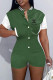 Green Fashion Casual Print Patchwork Mandarin Collar Rompers