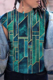Green Fashion Casual Print Basic O Neck T-Shirts
