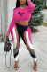 Pink Fashion Print Patchwork Letter O Neck Long Sleeve Two Pieces
