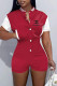 Red Fashion Casual Print Patchwork Mandarin Collar Rompers