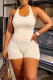 Apricot Sexy Solid Patchwork Halter Skinny Rompers