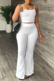 White Casual Solid Patchwork Spaghetti Strap Two Pieces