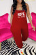 Red Casual Print Patchwork Spaghetti Strap Loose Jumpsuits