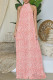 Pink Elegant Print Patchwork Backless Halter Straight Jumpsuits