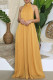 Yellow Elegant Solid Patchwork Backless Halter Straight Jumpsuits