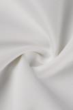 White Fashion Sexy Patchwork Flounce Beading O Neck Evening Dress