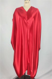 Red Fashion Casual Solid Patchwork V Neck Long Dress Dresses