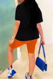 Red Fashion Casual Solid Basic O Neck Short Sleeve Two Pieces