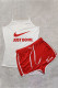 Red Fashion Casual Print Letter Spaghetti Strap Sleeveless Two Pieces
