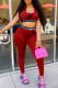 Red Fashion Casual Print Letter U Neck Sleeveless Two Pieces