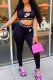 Black Fashion Casual Print Letter U Neck Sleeveless Two Pieces