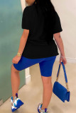 Red Fashion Casual Solid Basic O Neck Short Sleeve Two Pieces