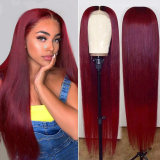 Burgundy Fashion Casual Solid Patchwork Wigs