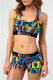 Multicolor Fashion Casual Print Patchwork U Neck Sleeveless Two Pieces