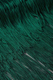 Green Celebrities Solid Tassel Sequins Patchwork Asymmetrical V Neck One Step Skirt Dresses