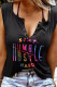 Black Casual Street Print Patchwork V Neck Tops