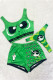 Green Fashion Sexy Character Patchwork U Neck Sleeveless Three Pieces