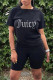 Black Fashion Casual Solid Patchwork Hot Drill O Neck Short Sleeve Two Pieces